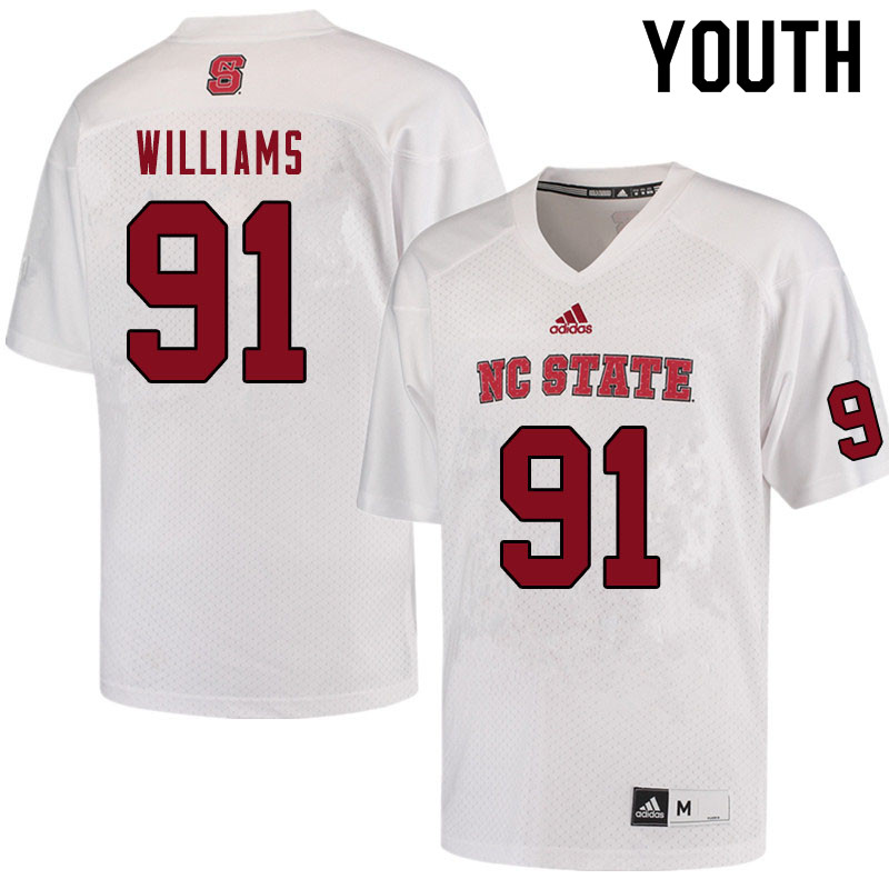 Youth #91 Jerome Williams NC State Wolfpack College Football Jerseys Sale-White - Click Image to Close